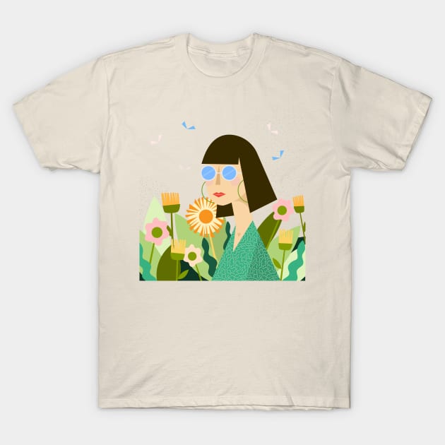 Girl with plants T-Shirt by Valeria Frustaci 